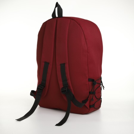 School backpack of textiles on lightning, 3 pockets, burgundy color-3