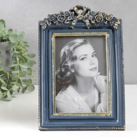 Photo frame Polystone 10x15 cm "Balt and roses" blue with gold 23x15 cm