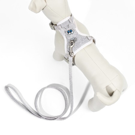AMONICE SECTION "Mouse" with a soft harness, leash 120 x 1 cm, Osh 18-22 cm, fire 24-30 cm, gray-2