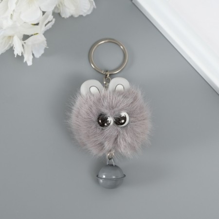 Fluffy on the ring "Star eyes with a bell" gray 8.5x6x6 cm-1
