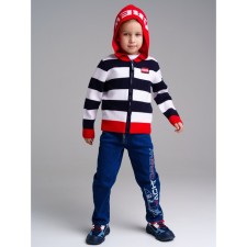 Cardigan striped with a hood for a boy PlayTode, height 122 cm