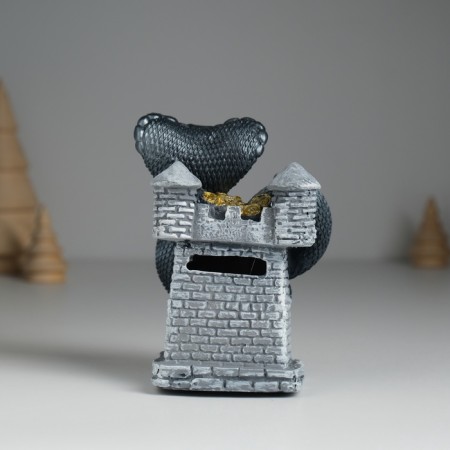Piglite Polystone "Dark Snake on the Tower" 7x6.5x10.3 cm-3