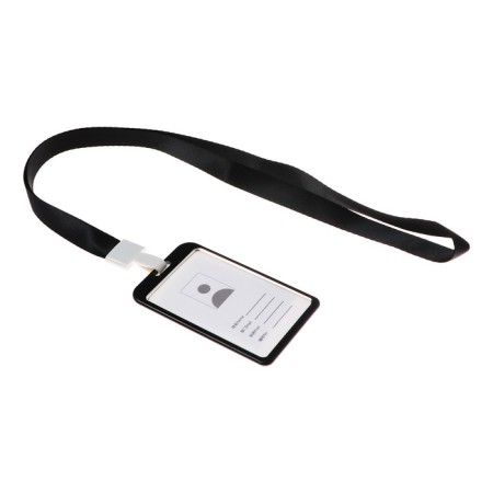 Badege-carman vertical (external 98 x 58mm), internal 85 x 54mm, metal, black, tape 40 cm-2