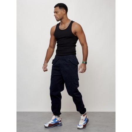 Cargo jeans men, size 46-48, dark blue color-8