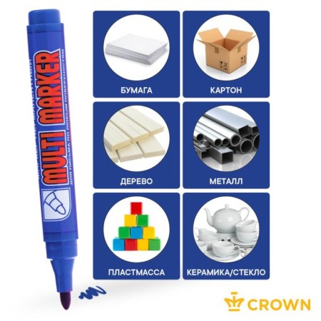 Markker permanent 3.0 mm, Crown Multi Marker, bullet -shaped, blue-2