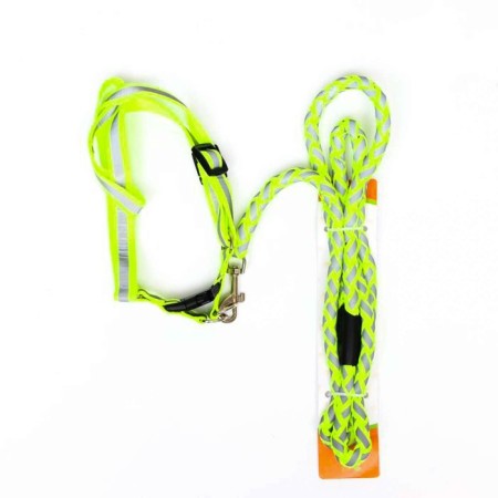 Set "braid", fluorescent, harness 32-48 cm, leash 115 x 1 cm, green-6