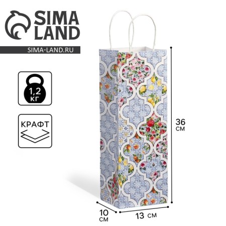 Gift package for a bottle, packaging, "festive", white craft, 13 x 36 x 10 cm