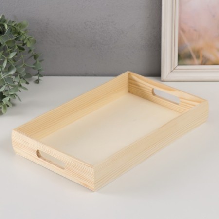 The basis for painting is a tree with handles "tray" set 3 pcs 30x20x5 33x23x5 38x26x5 cm-2
