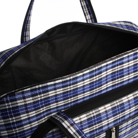 Road bag with lightning, outer pocket, long belt, blue/white color-2