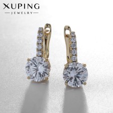 Earrings with rhinestones Xuping Milky Way, white color in gold