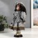 Doll Collectible Ceramics "Valya in a striped dress and knitted vest" 30 cm