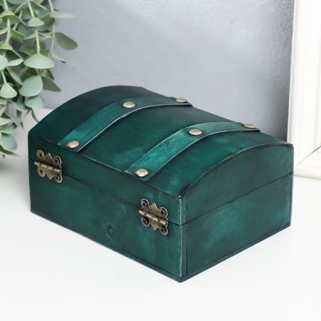 Casket wood chest "Alienora" with rivets, convex, green 15x11.5x7.5 cm-3