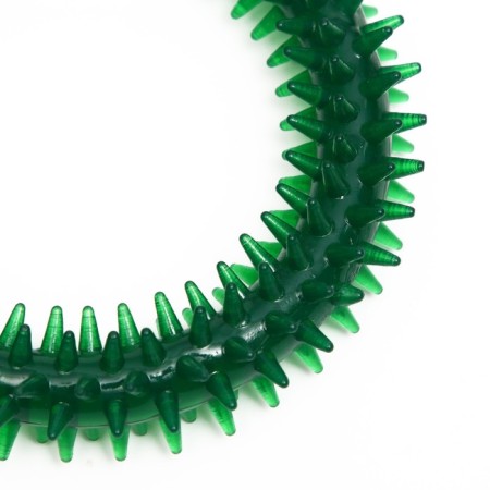 Dog toy "Ring with spikes", 12.5 cm, transparent, green-2