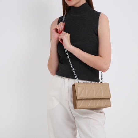 Women's bag on the valve, 22x15x6 cm, beige color-8