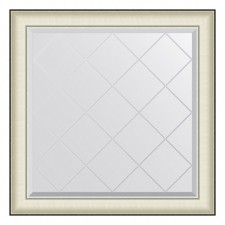 EvoForm mirror in a baguette frame, with an engraving, 78 mm, 84x84 cm, color white skin with chromium