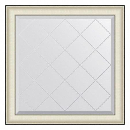 EvoForm mirror in a baguette frame, with an engraving, 78 mm, 84x84 cm, color white skin with chromium