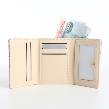 Women's wallet on the button, pink color-3