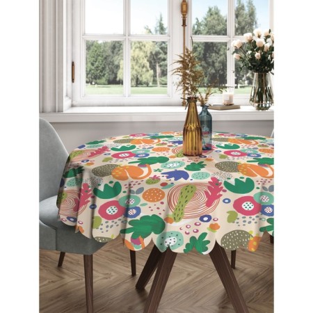 Tables on the table “Abstraction of flowers and plants”, round, sata, d = 150 cm