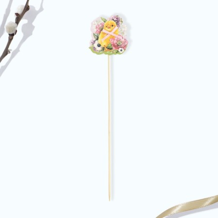 Topper wooden for decoration of the cake "chicken", 11 x 16.5 cm.-4