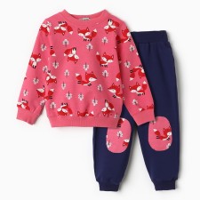 Kit for girls (sweatshirt, trousers), dark pink color, height 86 cm