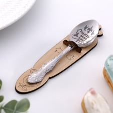 A spoon is registered, tea, with an engraving 