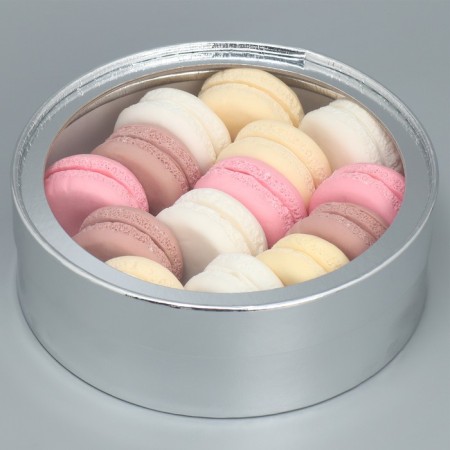 Makarun box, confectionery packaging tube with a window, “silver” 20 x 20 x 5 cm-3