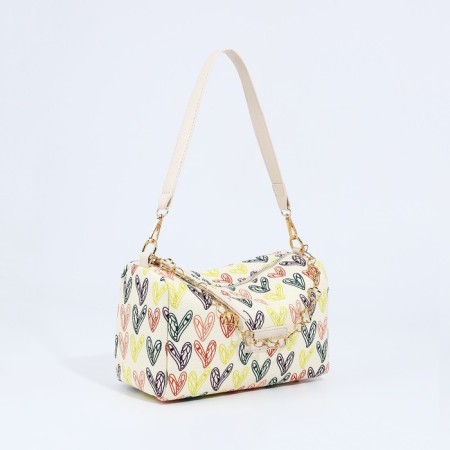 Cross-Body bag with zipper, beige color/multi-colored-2