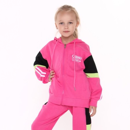 Suit for a girl (sweatshirt/pants), pink color, height 104-110cm-1