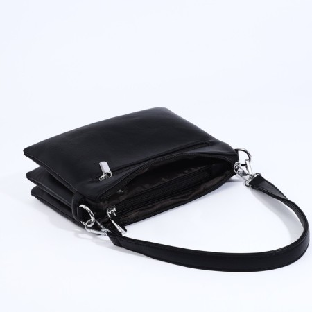 Bag Cross-Bodi with a zipper, 2 outer pockets, black color-6