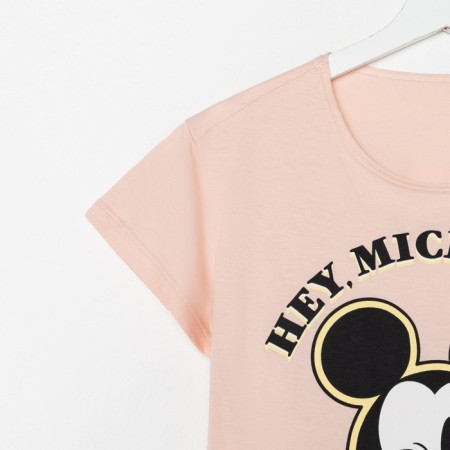 Shorted T -shirt "Hey Mickey" Mickey Mouse, pink color-2