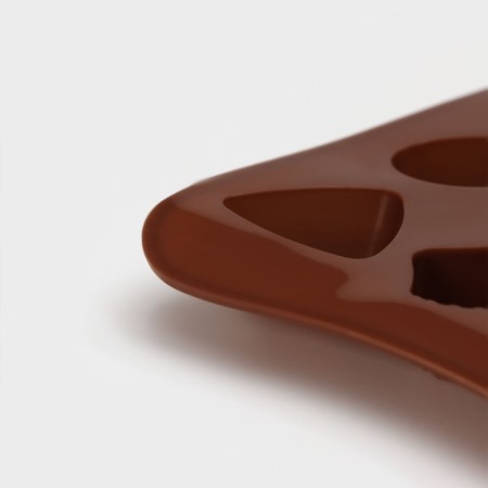Form for chocolate of the share "Piria", silicone, 21 × 10.4 cm, 15 cells, brown color-5