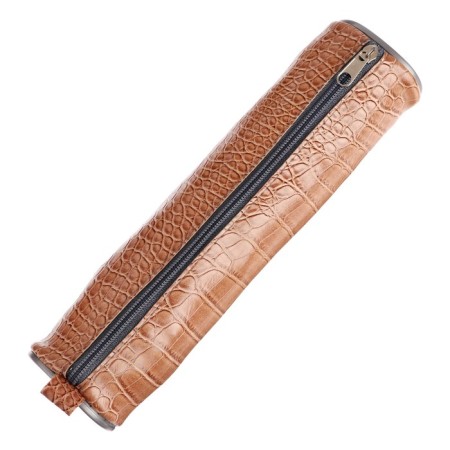 Penal-tubus for brushes, soft, 255 x 65 mm, 7k27, leatherette, reptile print, brown-1