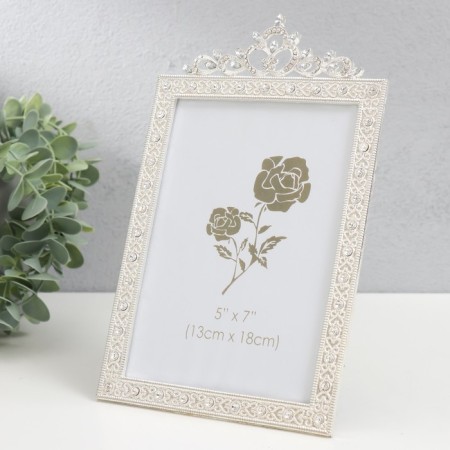 Photo frame metal, glass 13x18 cm "openwork shine" Rhinestones silver 12x20 cm-1
