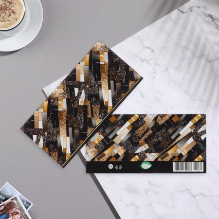 Money envelope "Universal" black-gold stripes, 17x8 cm-1