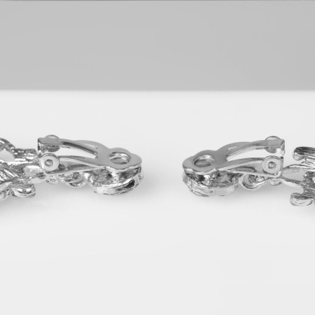 Clips "Openwork in Rhilizes" drop, white color in silver-2