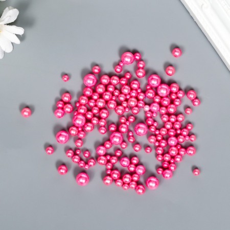 Decor for creativity plastic "Balls. Bright pink" d = 1.5-8 mm, set 10 grams