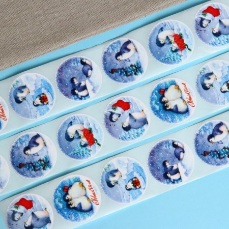 Stickers in the roll "Penguins", 500 pcs, 3.8 x 3.8 cm-2