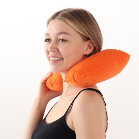 Pillow for the neck is road, inflatable, 38 × 24 cm, orange color-3