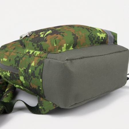 Baby backpack on lightning, external pocket, reflective strip, camouflage color/green-6