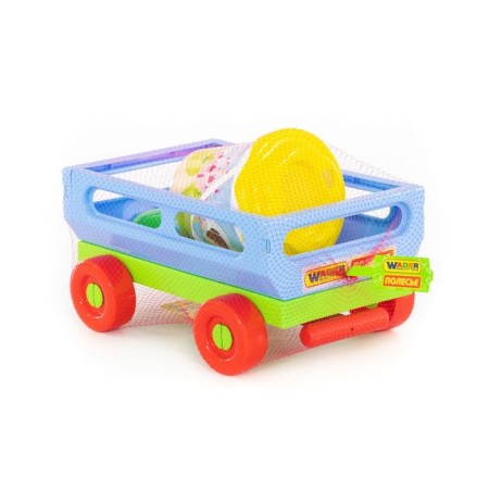Set for playing in sand No. 420: cart, bucket, strainer, spatula, robbery, mold-5