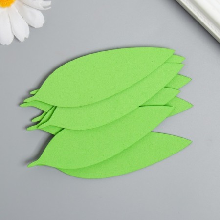 The workpiece of Foamiran "leaf" 10x3 cm, thickness. 1mm, set 10 pcs, green-1
