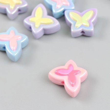 Busina for creativity plastic set 6 pcs. "Butterfly" color with mother -of -pearl mix 2x1.6 cm-2