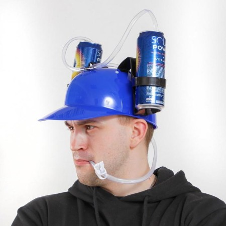 Carnival helmet with holes for jars, blue color-1