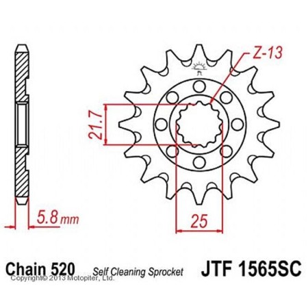 Leading star JTF1565-14SC, JT SPROCKETS, circuit 520, 14 teeth