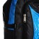 A backpack on a zipper with an increase, 55l, 5 external pockets, blue color