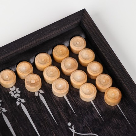 Black silver backgammon, wooden board 29 x 29 cm-3