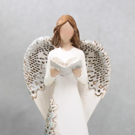 Polystone souvenir "Angel with a book, a dress with silver patterns" 19.5x7x4.5 cm-4