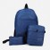 Set of a youth backpack on a zipper of textiles with USB, bag, cosmetic bag, blue color
