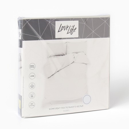 Lovelife 2PP IVORY 175x215cm bedding, 200x225cm, 50x70cm-2pcs, 100%cotton, satin, 125g/m-4