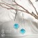 Hanging earrings with rhinestones "drop with a rhombus", blue color in silver, 7.2 cm